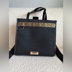 Versace Black Backpack with Gold Detailing